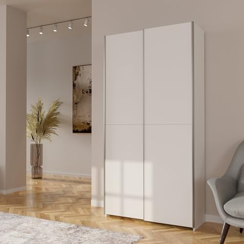 Forte Home Nook Merhzweckschrank 100 40, moderner Schwebetürenschrank mit 2 Türen, schmal, Flur, Holzwerkstoff, Weiß, 100,1 cm breit x 190,5 cm...