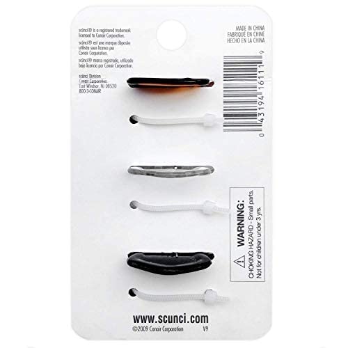 Scunci Effortless Beauty Basic Jaw Clips, Assorted Colors, 3-Count