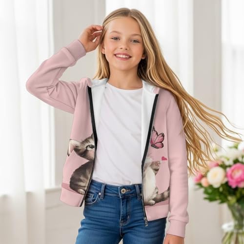 AFPANQZ Girl Zip-Up Hoodie Sweatshirt with Pockets Fall Spring Hooded Jackets Lightweight Jacket Outerwear2