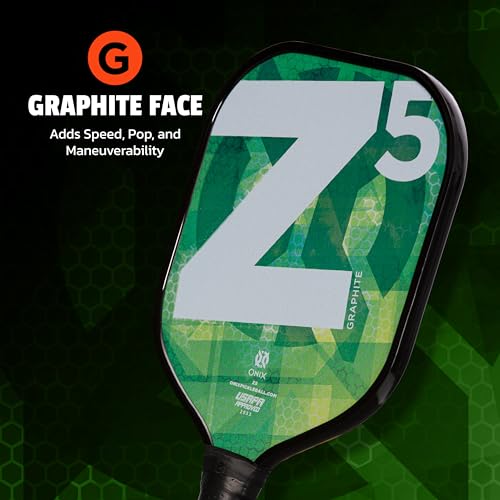 Image of Onix Graphite MOD Z5 Carbon Fiber Pickleball Paddle with Wide-Body Shape. Honeycomb Core, Graphite Face & Cushion Comfort Pickleball Paddle Grip