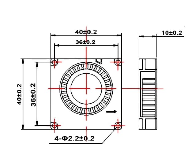 Jopto 4 Stück 3D Drucker Lüfter DC 24V 4010 Bürstenloser Kühlkühler Ventilator 40x40x10mm Geräuschloser 2 pin-kühlgebläse mit 30cm Kabel für 3D Drucker Zubehör – Bild 6