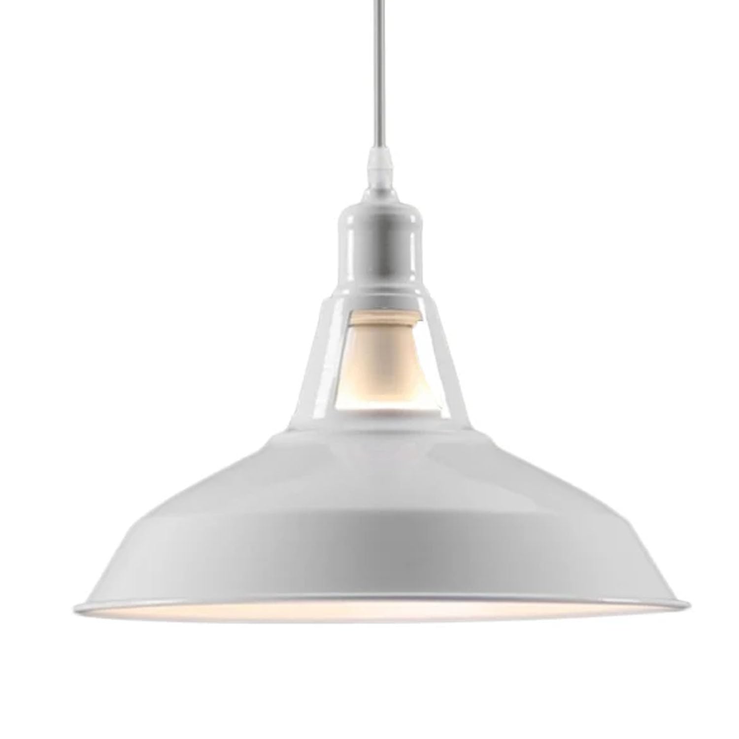 Dc Voltage White Lamp Shade Metal 30Cm Ceiling Light Shade, Easyfit Kitchen Ceiling Fitting Light Industrial Light Shade For Indoor Hanging Replacement Pendant Light Shade With Lamp Shade Reducer Ring