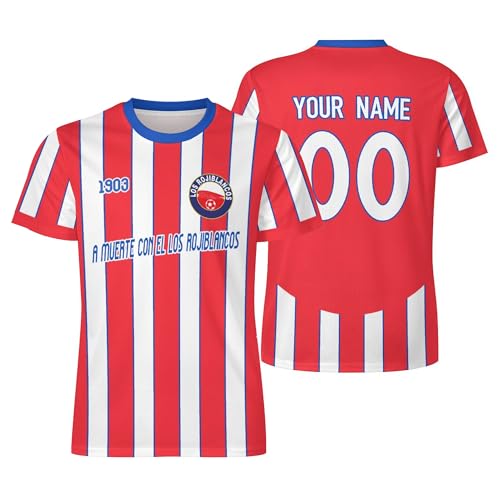 Camiseta de Fútbol Personalizadas,Personalizadas Camiseta con su Propio Nombre y Número, DIY Personalizadas Equipaciones de Futbol Camisetas Adulto, Jóvenes, 100% Poliéster, Transpirable