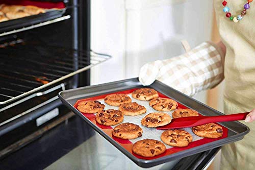 Image of P-Plus International Silicone Spatula Set 2-Piece - 500ºF Heat-Resistant Baking Spoon Spatula - Seamless One-Piece Design Easy to Clean - Non-Stick Silicone Stainless Steel Core (RED(2 PCS 11 inch+8 inch))