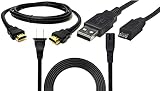 BRENDEZ Replacement Set of Cables,- HDMI Cable with Ethernet Male to Male + USB Cable + Power Cord C