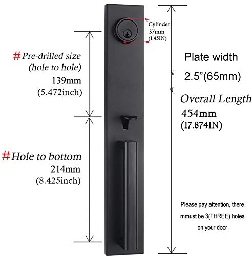Iron Black Finished Keyed Entrance Double Door Handleset (KEYED HANDLESET, Matte Black)