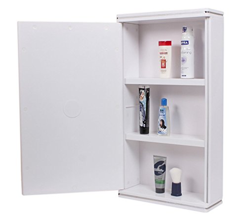Image of CIPLA PLAST Domino Bathroom Cabinet with Mirror | Bathroom Cabinets for Storage | Storage Organizer | Plastic Cabinet | Strong and Heavy Plastic Mirror Cabinet | Mirror Cabinet for Wash Basin (White)