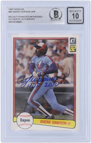 Andre Dawson Montreal Expos Autographed 1982 Donruss Series 1#88 Beckett Fanatics Witnessed Authenticated 10 Card with "HOF 2010" Inscription - Baseball Slabbed Autographed Cards