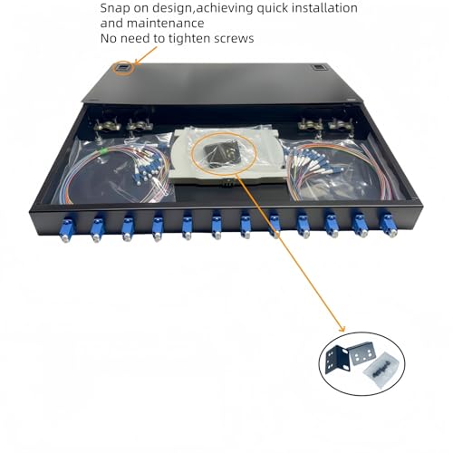 TXWTXPJ-12-Port LC Duplex Singlemode Fiber Enclosure, 24-Core Rack Mount Enclosure with Splice Trays, Couplers & Pigtails for 19" Racks alternate view