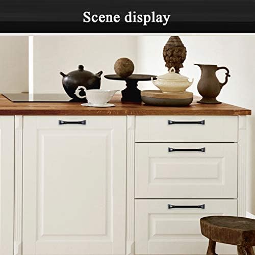 Hardware,pulls,Kitchen Cabinet Door Handles Pulls, Solid Zinc Alloy Furniture Drawer Handle, Bronze European Antique Kitchen Cabinet Hardware/Dresser Drawer Handles Door Knobs(Black,Hole center 192mm)