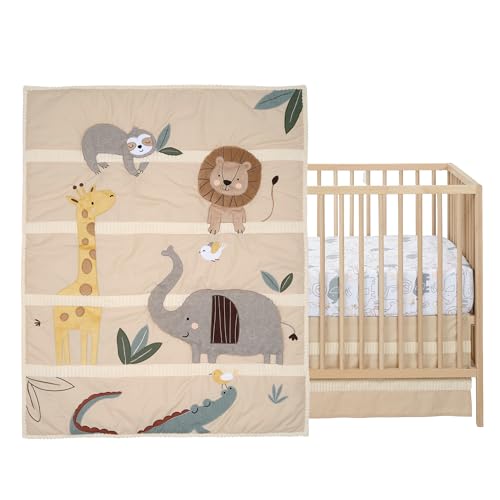 Image of Lambs & Ivy Safari-Inspired 3-Piece Crib Bedding Set in Tan