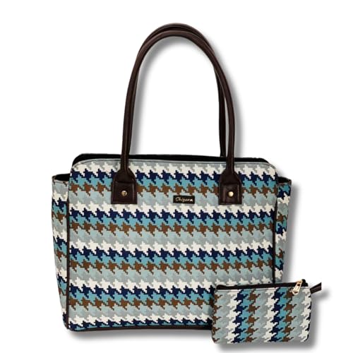 Shigora Stylish Office Laptop Bag | Tote Bags for Women Fit Up to 15.6/16 Inch | Handbag for Travel, College, Office | Handcrafted Large Space | Purse for Women (Tidal wave Print)