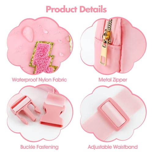 Image of PainZieteg Fanny Pack for Girls Chenille Letter Belt Bag Crossbody for Kids | Preppy Nylon, Waterproof, Gold-Plated Zipper, Adjustable Strap, Birthday Christmas Easter Gifts for 4-13 Year Old Teen Girls