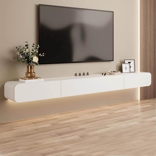Meuble TV suspendu en bois blanc de 120 cm pour gagner de la place