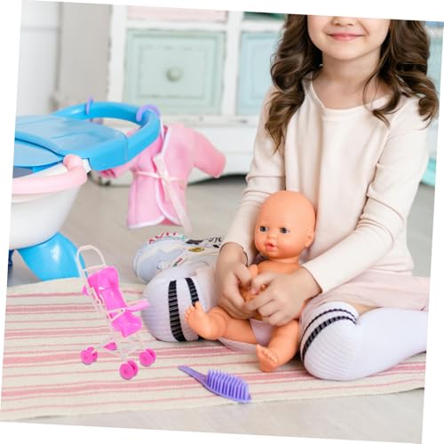 Homoyoyo Kinderwagen Puppenhaus Zubehör Realistischer Puppenwagen für Stabiles Design Farbenfroher Puppen Kinderwagen Fördert Hand Augen Koordination und Eltern Junge Mädchen Spielspaß – Bild 6