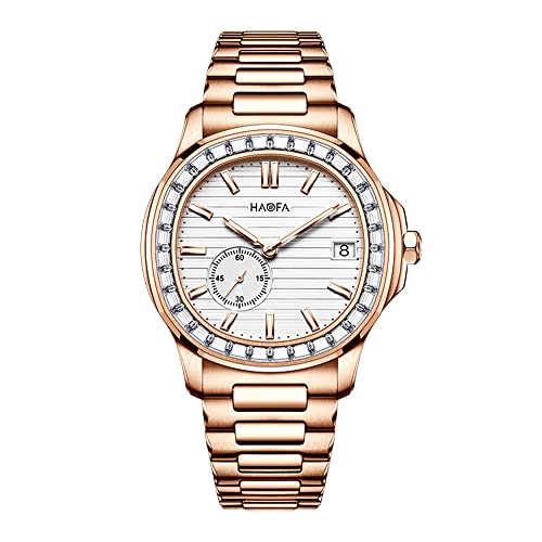 Haofa 腕時計メンズ 機械式自動巻き 高級ムーブメント マイクロ ローター ダイヤモンドベゼル 日付 夜光 防水 紳士 うで時計 男性プレゼント