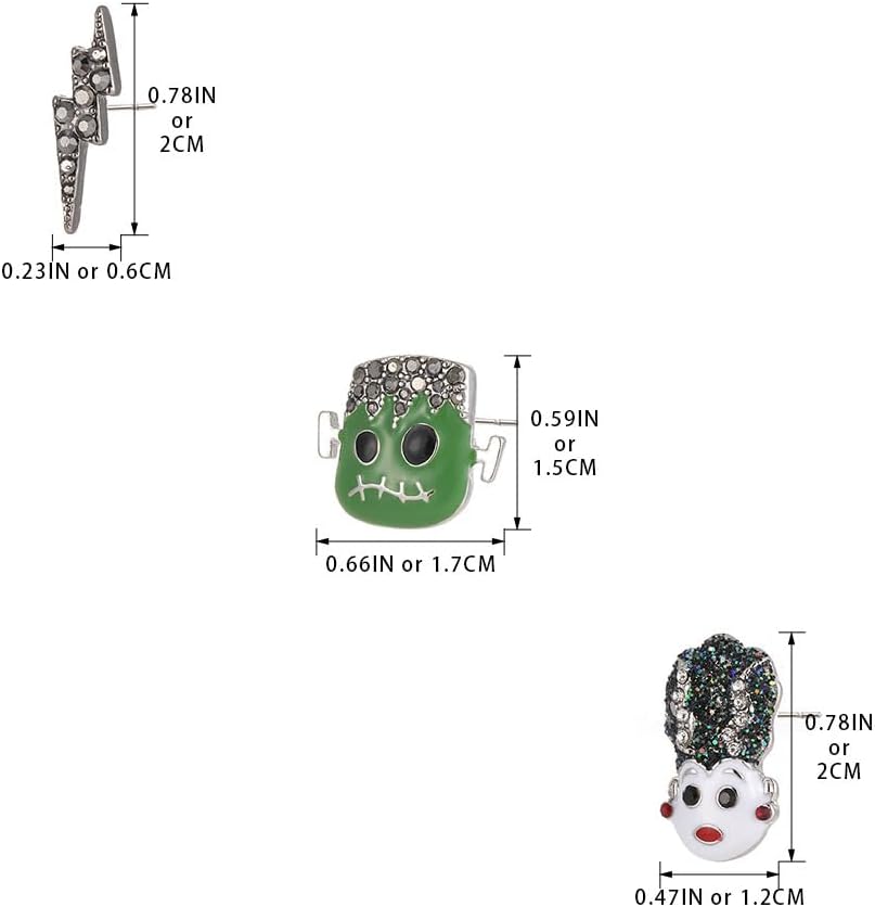 Madison Tyler Halloween Earring for Women | 3 Pair Mask Lightning Earrings Set | Halloween Party Holiday Stud Earrings Jewelry Hypoallergenic - Image 6