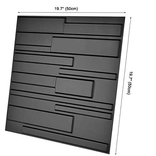 Image of Art3d Decorative 3D Wall Panels 12 Pack 19.7 inch x 19.7 inch Creative Wall Panel for Indoor Decoration, Carbon Black
