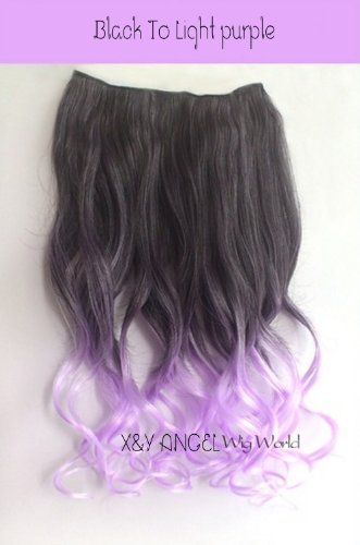 X&Y ANGEL -New Two Tone One Piece Long Curl/curly/wavy Synthetic Thick Hair Extension Clip-on Hairpieces 26 Colors (dark turquoise to light turquoise)