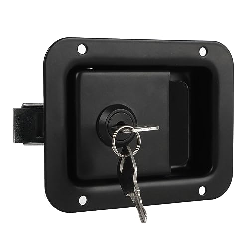 Pestillo de Puerta de Paleta para Remolque, Caja de Herramientas para RV, Superficie Negra Confiable, Alta Dureza, Elegante Pestillo Empotrado con Llaves para Autocaravanas