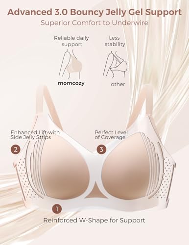 Image of Momcozy Seamless Bra for Women, 3.0 Jelly Strip Lifting Wireless Bra with Breathable Perforations