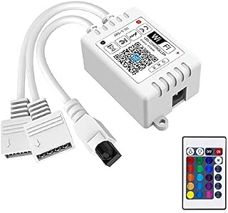 iNextStation LED Smart WiFi Controller Dual 4-Pin Output with 24-Key Remote Compatible with Alexa/Google Assistant/IFTTT for SMD 5050 3528 Color Changing LED Strip Lights (2-Port)