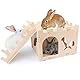 GroßE Kaninchenhaus, 42x35x34cm Hasenhaus Natural Hölzerne Kaninchen Burg Abnehmbar Kaninchenschloss Kleintier Versteck Kleintierhaus Hamster Haus für Kaninchen Meerschweinchen Chinchilla Lebensraum
