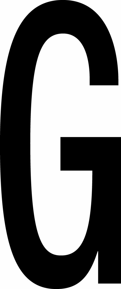 Aviditi "G" Vinyl Warehouse Letter Labels/Stickers, 4” x 2 1/8”, Black/White, (Pack of 50 Labels)