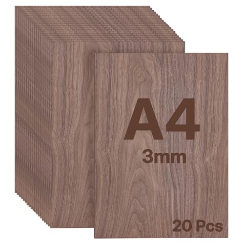 【Dimensioni Precise】Pannelli in compensato di noce formato A4: lunghezza 300 mm, larghezza 210 mm, spessore 3 mm. Tolleranza dimensionale rigorosamente inferiore al 5%, per garantire risultati accurati in ogni progetto