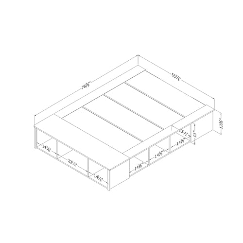 South Shore Prairie Storage Platform Bed With Wicker Baskets, Full, Gray Maple #TOP2