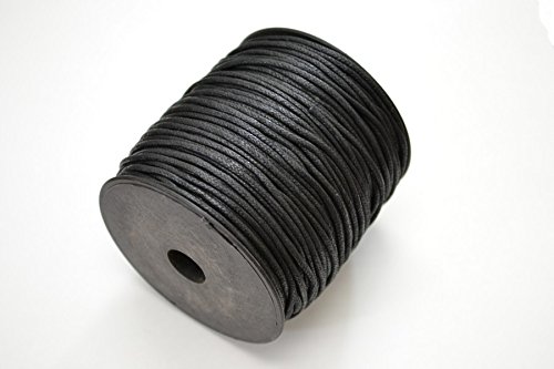 100 Meter Black Waxed Cotton Beading Cord String Roll 2mm