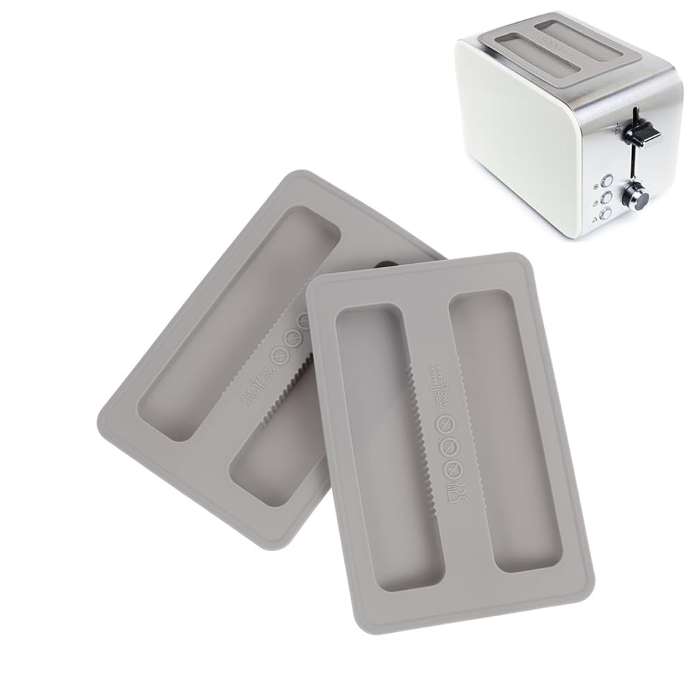 Azonee 2Pcs Silicone Toaster Lid, Toaster Dirt Cover Toaster Appliance Top Cover, Toaster Protector Bread Maker Cover for Bread Machine, Sandwich Machine Part Accessories (Grey)
