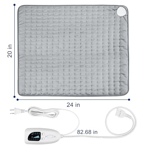 Image of 24 inchx20 inch Electric Heating pad for Back Neck Shoulder Knee Arms Legs- Electric Heat Pads with 6 Heat Settings & Auto Shut Off &Dry /Moist Heat Heating Pad for Birthday Mother Father Girl Men Women