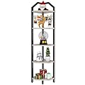 YMYNY Scaffale Angolare a 5 Livelli, Altezza 176CM Libreria, Porta Piante, Scaffale da Bagno, Struttura in Metallo, Libreria ad Angolo, per Soggiorno, Cucina, Grigio HBR006Y
