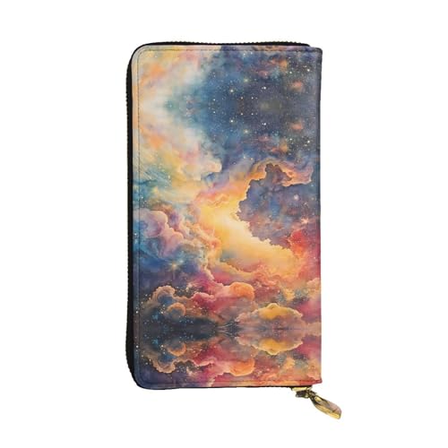 Portefeuille en cuir long ciel étoilé magique porte-cartes de crédit portefeuille voyage portable