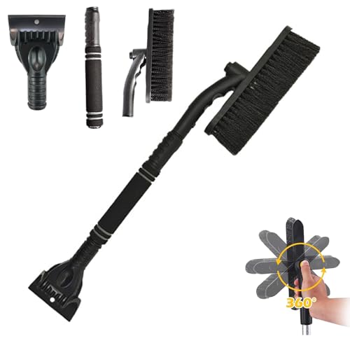 magnetspiele Raspador Hielo Coche, 2 En 1 Rascador de Hielo para Coche, Raspador Hielo Coche, Rascador de Hielo para Coche, Cepillo de Nieve Desmontable para Coche, SUV, Camión, Parabrisas (黑色)