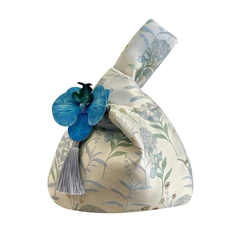 HIMKI Brautbeutel Klassische Hochzeit Handtasche mit Blumen Goldener Faden Jacquard Quaste...