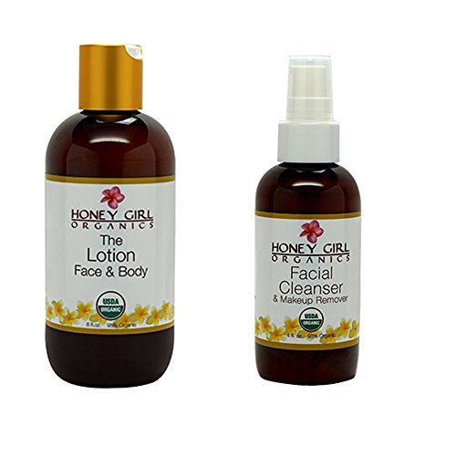 Honey Girl Organics Hawaiian Lotion and Facial Cleanser Made in Hawaii Bundle Set of 2