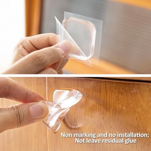 Image of Siara Silicone Wall Protector Door Stopper with Self Adhesive Backing | Door Handle Bumpers for Wall Furniture Cupboard Refrigerator Protection | Transparent Wall Guard - Square 6 Pieces