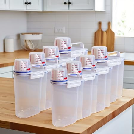 Kit 8 Pote Hermético Para Alimentos Arroz Mantimento Sabão Ração Copo Bico Dosador Tampa 2,5 L