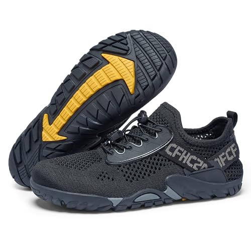 SOBASO Men Water Shoes Quick Drying Beach Hiking Swim Fish Shoes for Sailing Kayaking Surfing All Black