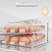 SMRCAD Egg Holder for Fridge, Automatic Steady Rolling Egg Dispenser with Silicone Bumpers & Handle for Refrigerator, Large Capacity Egg Organizer with Lid