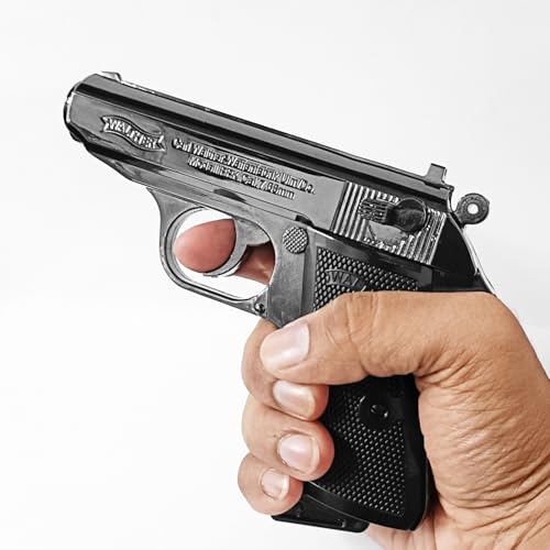 Image of Metallic Gun /Pistol Shape Barrel Pull Back System & Holster Pocket Lighter Pocket Lighter | 508 Gun Lighter with Cover Pocket Lighter (Silver)