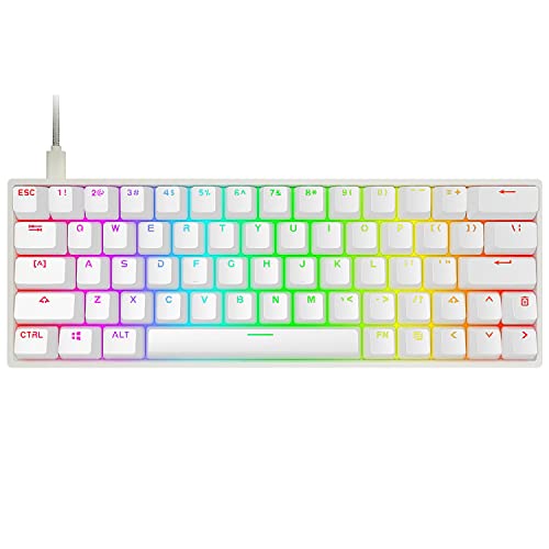 SKYLOONG GK64 64 Key Hot-Swap Mechanical Keyboard, Programmable RGB, ABS Keycaps, Arrow Keys, Gateron Optical Yellow Switch (White)