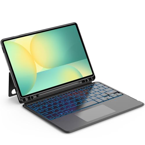 Detachable Keyboard Case for Samsung Galaxy Tab S10 Lite/S10 FE/S9 FE 10.9 inch/ S9 11 inch, Bluetooth Detachable Magic Keyboard Case with Stand, Multi-Touch Trackpad, 7-Color Backlit, Pencil Holder