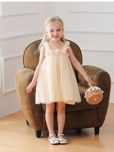 Miipat Baby Girl Tulle Dress Sleeveless Toddler Birthday Party Dress Floral Sundress with Headband2