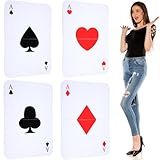 Simgoing 4 Pcs Jumbo Playing Cards 2.62 ft Tall Giant Deck of Cards Large Print Playing Oversized Casino Theme Party Decorations for Adults Game Birthday Party Supplies