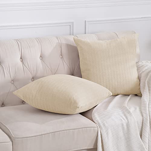 Pleasant Boulevard | Chenille Pillow Case Covers 20 By 20 Inch, Soft Cozy Decorative Cushion For Home Bedroom Living Room Bed Sofa Chair (Beige, 2 Pack) #TOP5