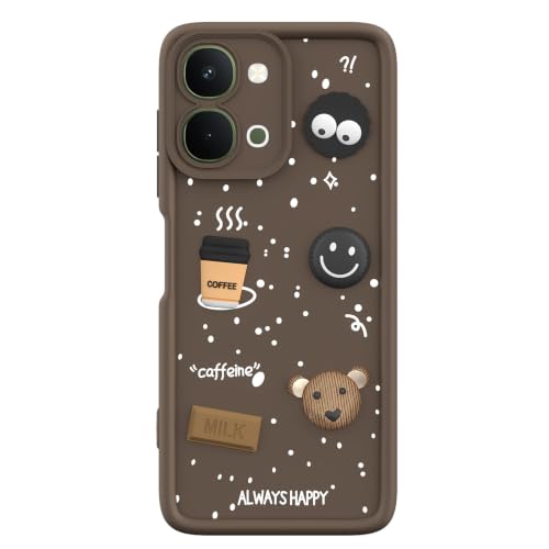 Image of Pikkme Back Cover for Vivo T5x / Vivo Y51 Pro /iQOO Z11x 5G | 3D Bear Silicone Cute & Fun Coffee Cartoon | Full Body Protection Bumper Case (Brown)