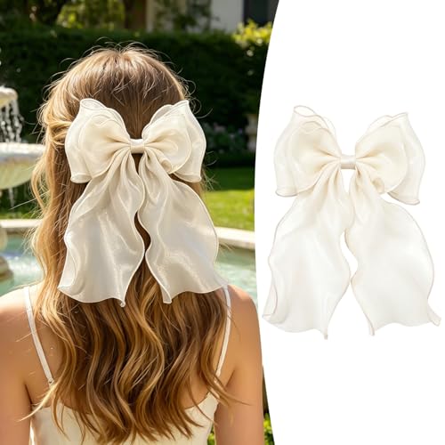 KEJOL Mollettina per capelli, fiocco bianco, fermaglio francese, accessorio per donne e ragazze